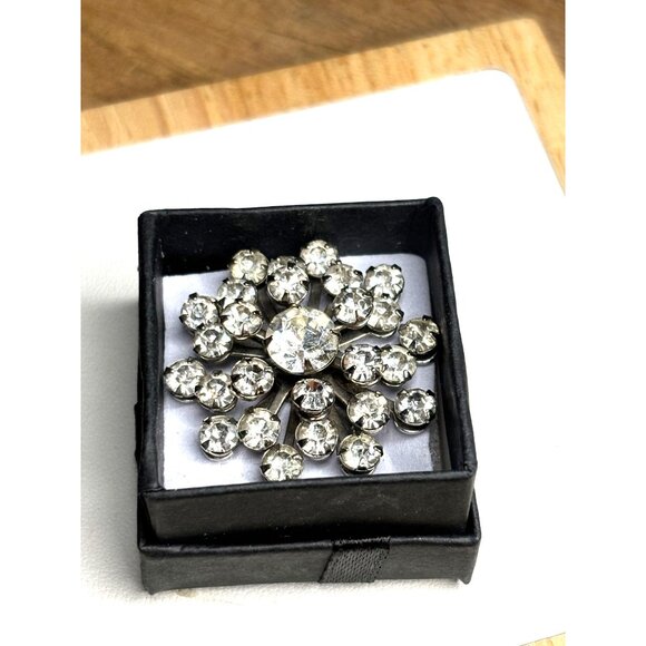Vintage Rhinestone Brooch Pin With Box - Picture 2 of 6